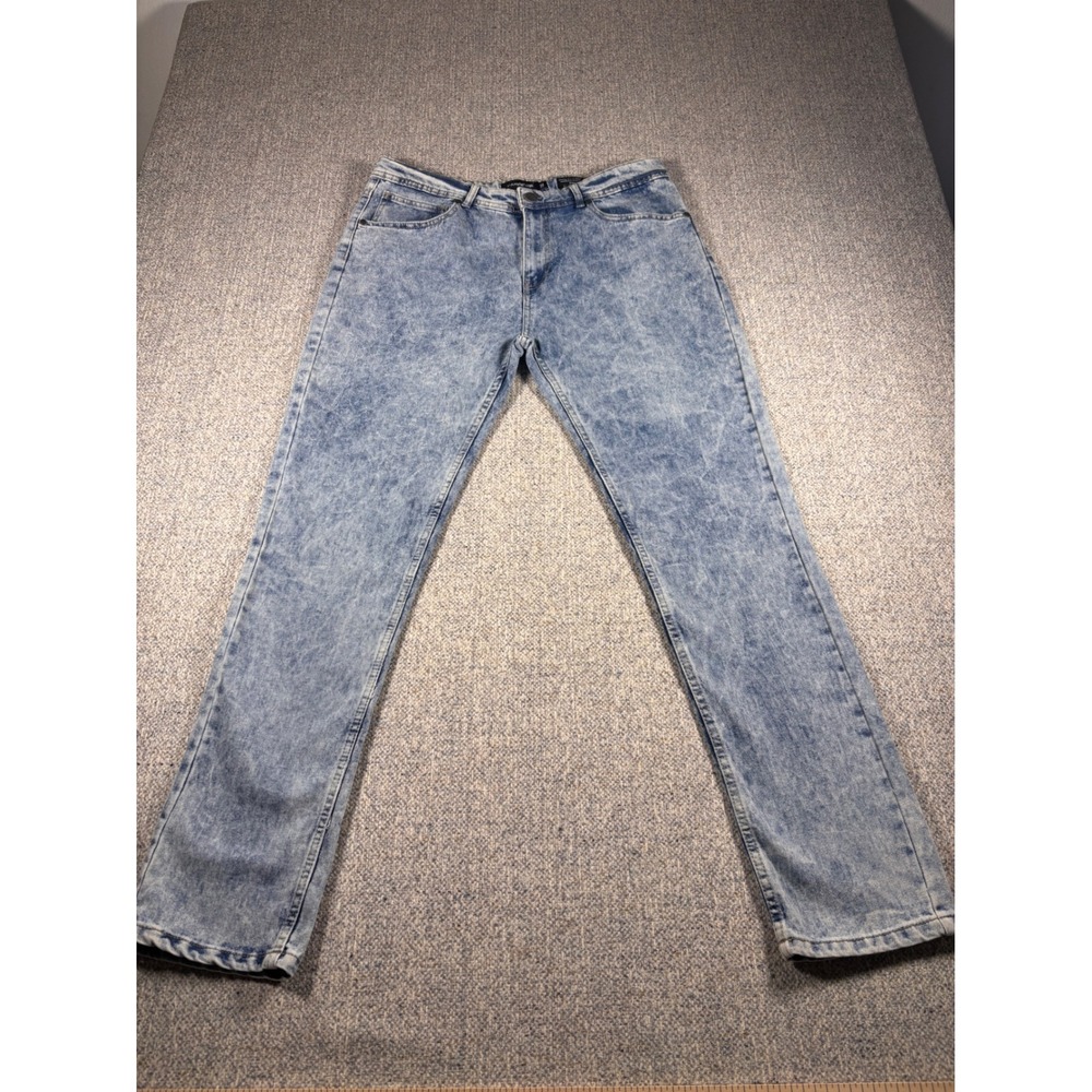 N Amsterdam Mens 38 Slim Fit Acid Wash Jeans Denim
